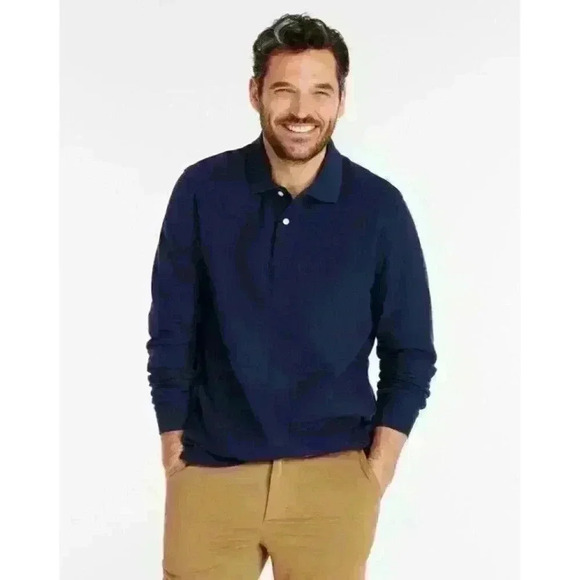 LL‎ Bean Sz L 100% Cotton Long Sleeve Polo Preppy Cabincore Cozy Fall - Picture 1 of 8